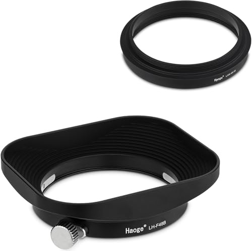 Haoge Square Metal Lens Hood for Leica D-Lux 8 Camera Accessories 43mm Screw-in Lens Hood Shade LH-F48B+LAR-48-43