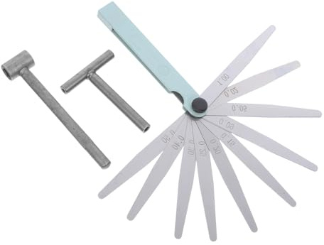 Ciieeo Attrezzi Regolazione Valvole con Spessimetro Feeler Gauge in Metallo e Chiave T Ergonomica per Manutenzione Motore Strumento Resistente per Meccanici e Appassionati Te