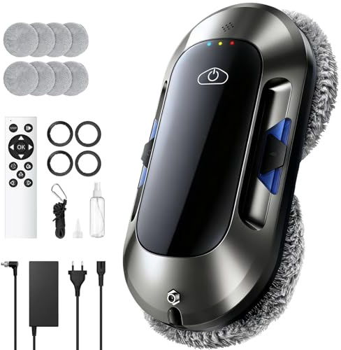 Shiptree W23D Robot Lave Vitres avec Double Buse Et Puissance D'aspiration, 3 Modes de Nettoyage,6500Pa,Navigation Intelligente, Télécommande, pour Un Entretien Efficace des Vitres