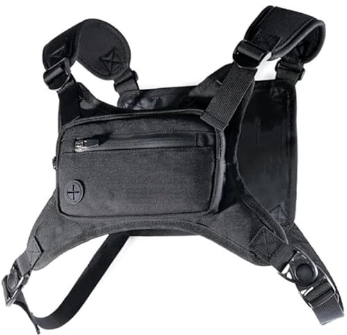 Ljmyy Sac de poitrine réglable avec bandes réfléchissantes - Plusieurs poches - Léger - Pour la course à pied, la randonnée, le cyclisme