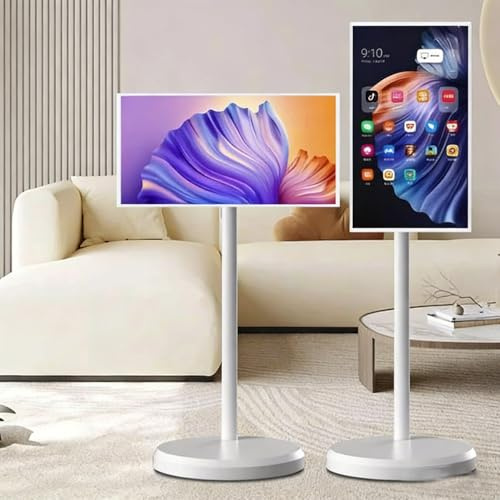 GLBMXDD Téléviseur Intelligent Portable 21,5/24/27/32,Moniteur Tactile Portable,Commande vocale,roulettes intégrées pour Une mobilité optimale, caméra 4K,écran Tactile 10 Points 8G128G 32inches