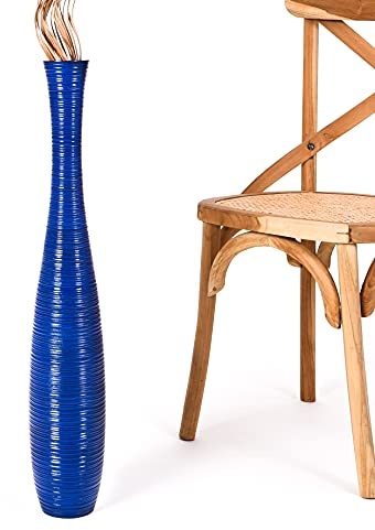 Leewadee Jarrón de Suelo Grande 65 cm Madera de Mango Pampa & Flores Secas | Jarrón Deco para Salón, para Ramas & Hierbas Secas. Más resistente que la Cerámica, sin Agua. Boho