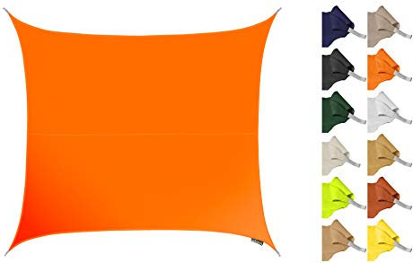 Kookaburra 5.4m Square Water Resistant Garden Patio Sun Shade Sail Canopy 96.5% UV Block with Free Rope (Orange)