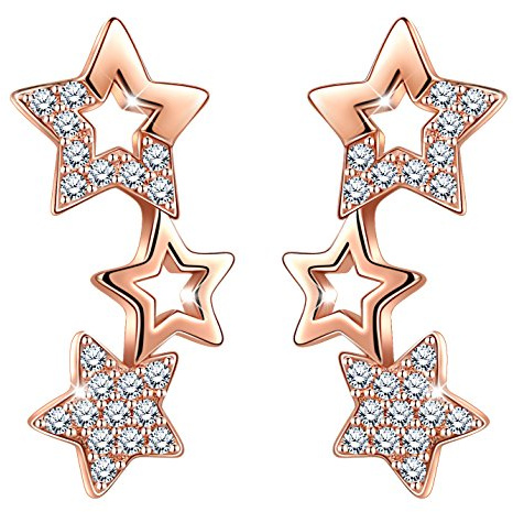 Unendlich U Elegant Sterne Sternchen Ohrstecker 925 Sterling Silber Zirkonia Damen Ohrringe Ohrschmuck, Rosegold