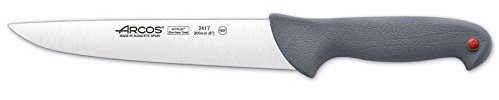 Arcos Serie Colour Prof - Caja 6 uds Cuchillo Carnicero - Hoja de Acero Inoxidable NITRUM de 200 mm - Mango de Polipropileno recubierto de Elastómero Color gris (6 UDS)