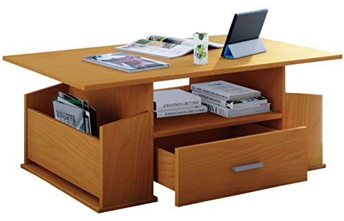 VCM Couchtisch 110x52x44 cm 3 Fächer 1 Schublade Holzwerkstoff Set | Zentrale Ablagefläche mit zusätzlichem Stauraum - im Wohnzimmer - für Designliebhaber - Für den Alltag