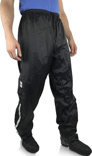 HOCK Pantalon de Pluie Unisexe pour vélo avec Protection de Chaussures Pliable - Vêtement de Pluie de qualité supérieure avec Bandes réfléchissantes - Pantalon 100% imperméable pour Homme et Femme