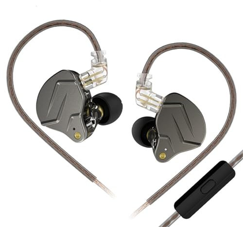 KZ ZSN Pro HiFi Auriculares in Ear, Estéreo IEM con Cancelación de Ruido, Cable Desmontable de 0,75 mm, 2 Pines, para Celular iOS, Android, MP3, 4(con Mic, Gris)