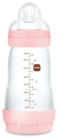 MAM Anti-Kolik-Flasche, ab 4 Monaten, 320 ml, mit Sauger mit 3 schnellen Durchfluss aus Silikon, leicht anzunehmen, selbststerilisierend und leicht zu reinigen, Easy Start Anti-Colic, Hellrosa, 1