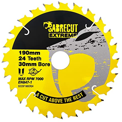 SabreCut 1pc SCCSF190CR24 190mm 24T 30mm Bohrung TCT Kreissägeblatt | Dünnschnitt-Design und langlebige Hartmetallzähne reduzieren Klemmen, Kraftaufwand und Zahnbruch