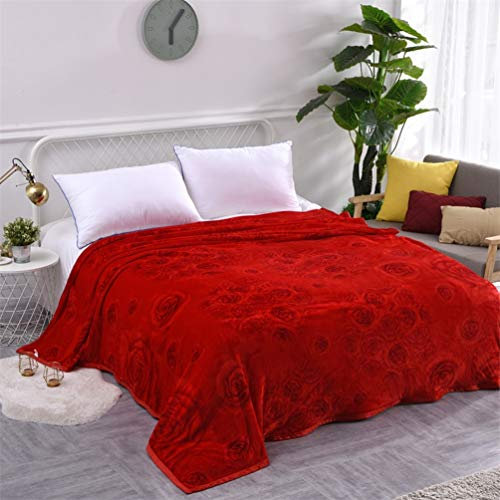 Sticker Superb Flanell Bett Decke Fleece Tagesdecke,Weiche Mikrofaserdecke,Warme Plüschdecken,3D-Druck werfen,Sofadecke,Autoteppich,Camping Decke (Rote Rose, 71x79 inch)