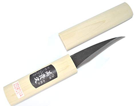 Kiridashi Japanisches Artsianmesser Kiridashi Scheuermesser gebogene Klinge Carbon – handgeschmiedet in Japan (schwarz)