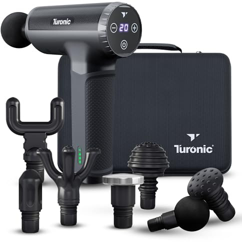 Turonic GM5 Handheld Massage Gun - Deep Tissue Percussion Massager for Muscle Relaxation, 20 Speeds, 7 Heads, Easy-To-Use, Quiet and Powerful for Athletes Personal Use, Shoulder, Leg, Foot, Back, Body