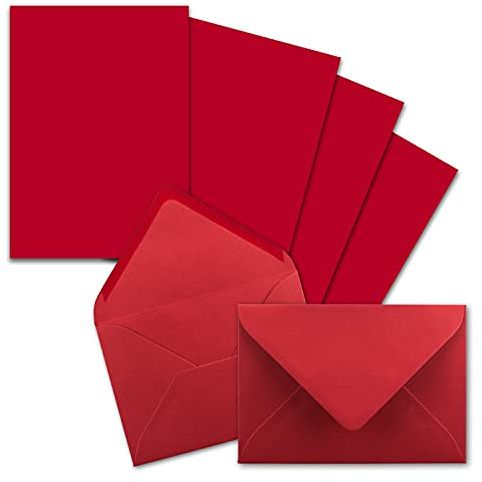 25x Briefpapier-Sets DIN A5 mit C6 Briefumschlägen - Rosenrot - Nassklebung (Rot) - mattes Schreibpapier mit Kuverts - FarbenFroh by GUSTAV NEUSER