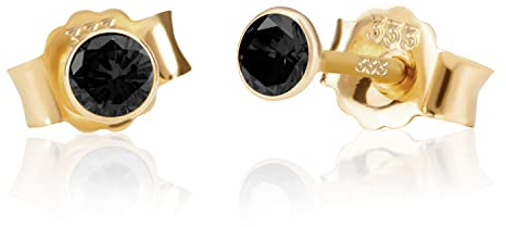 NKlaus Ohrstecker 333er Gelbgold 8 Karat Zirkonia 3,0mm für Damen, 2 Stück | Butterfly-Verschluss