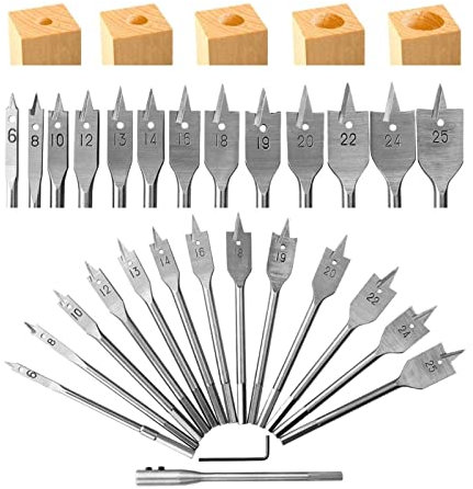 Hardware Milling Cutter 15 Pieces of Flat Drill Woodworking Flat Drill Woodworking Drill Bit Set Shovel Drill Bit Carbon Steel 6/8/10/12/13/14/16/18/19/20/22/24/25mm