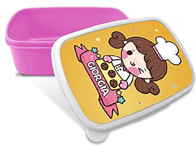 Portapranzo per Bambina Idea Regalo Personalizzato con Nome tema Cuoca contenitore per pranzo bambina ragazza Scuola Asilo Elementari Medie Compleanno Natale LunchBox porta merenda design colorato