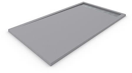 Duschwanne aus Harz mit PREMIUM ALLSTONE Rahmen - Alle Größen - 6 Farben - Ventil und Geschenkgitter -70X90 CM Zementgrau Ral 7037