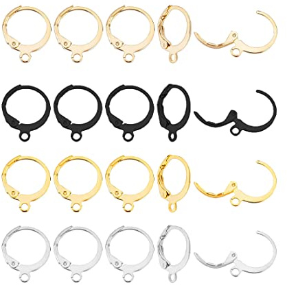 PLABBDP Ganchos para Pendientes, 40 piezas de ganchos para pendientes de tuerca franceses, alambre de oreja, pendientes de palanca de latón hipoalergénico, para mujer, accesorio para hacer joyas