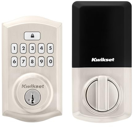 Kwikset 992600-007 SmartCode Keyless Electronic Deadbolt, Microban Protected Keypad, Auto Door Lock, SmartKey Re-Key Security, Satin Nickel, Traditional