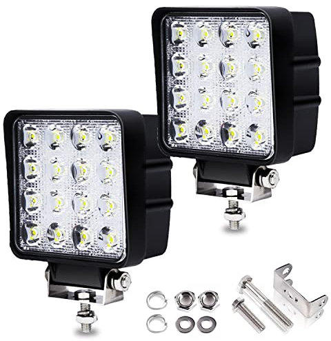 Yakimz 2 Pcs 48W LED Arbeitsscheinwerfer 12V Zusatzscheinwerfer 4320LM, LED Scheinwerfer 6500K Rückfahrscheinwerfer IP67 Wasserdicht für Trecker Offroad SUV