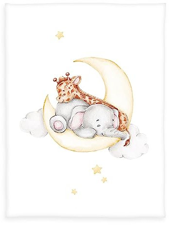 Herding Copertina in Pile Microfibra per Bebè Sleeping on the Moon, 75 x 100 cm, 100% Poliestere