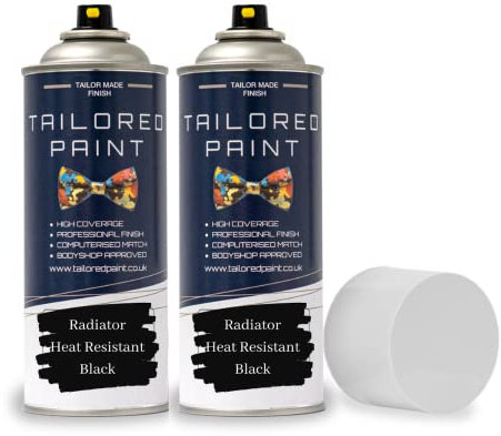 Premium Radiator Aerosol Spray Paint 400ml - Heat Resistant up to 100ºC - Quick Drying & No Primer Required - Exterior Surfaces of Radiators, Hot Water Tanks & More (400ml (2 Pack) Spray, Black Matt)