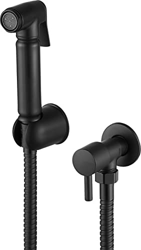Xcel Home Black Brass Douche Set | Muslim Bidet Shower Head | Shattaf Spray | 1 Set Douche Spray for Toilet Bidet | Muslim Hygiene Shattaf Shower Head Cleaner
