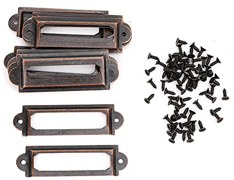 20 Stück Etikettenhalter aus Metall, 20 Stück Schublade, Etiketten, für Studenten, DIY, Retro, Namensschild, Note, Zubehör, Rot, Bronze, Griff für Nominative Schublade, Ordner, 20 Stück