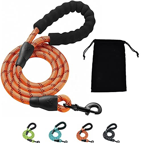 ADOV Laisse pour Chien, Laisse 1,5 M Grands Moyens et Petits Chiens, Laisse Solide pour Chien avec Poignée Rembourrée Douce, Corde pour Chien Hautement Réfléchissante avec Fils et Clips Antidérapants