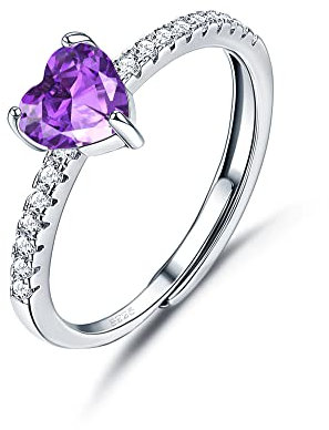 JeweBella Herz Ring Silber 925 für Damen Eleganter Zirkonia Ring Verstellbar Freundschaftsring Trauringe Verlobungsring Eheringe Promise Ring Schmuck Geschenk