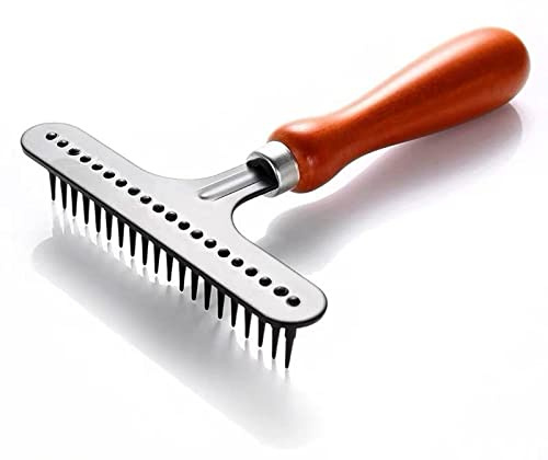 Jetisva Carpet Rake, Carpet Groomer Rake, Carpet Restoration Rake, Shag Rug Rake, Iron Comb with Wooden Handle Carpet Corrector, Restore Softness Fluff Carpet For Pet Hair Rug Hand Held Carpet Rake