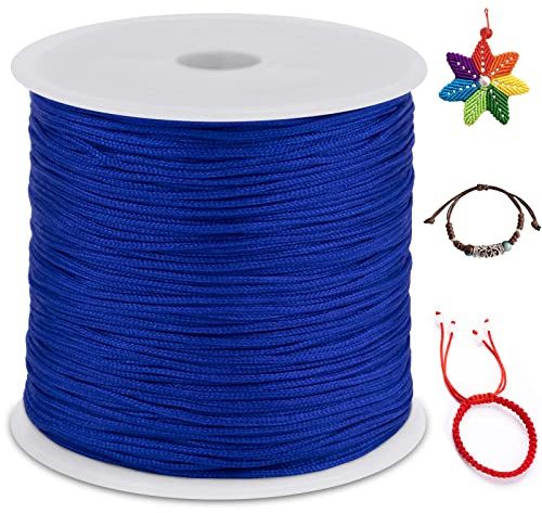 LEREATI 0.8mm Filo Nylon per Braccialetti, 100m Cordoncino per Braccialetti Coda di Topo Cordoncino Natalizio, Macrame Corda per Collane Perline Gioielli Fai da Te (Blu Reale)