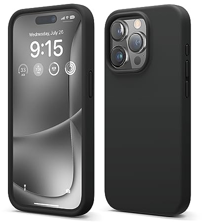 elago Silikon Hülle für iPhone 15 Pro | Premium Silikon Handyhülle, Ganzkörper Schutzhülle [4 Lagige Stoßfeste Struktur], Mikrofaserfutter (Schwarz)
