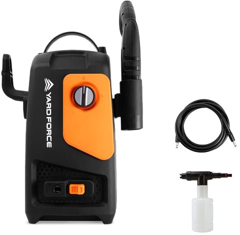 Yard Force EW U11B Hochdruckreiniger, 1600W, Betriebsdruck max. 120 bar, 400 l/h Wasserdurchlauf, Hochdruckpistole, Turbodüse, 3 m Druckschlauch, Sprühpistolenhalterung