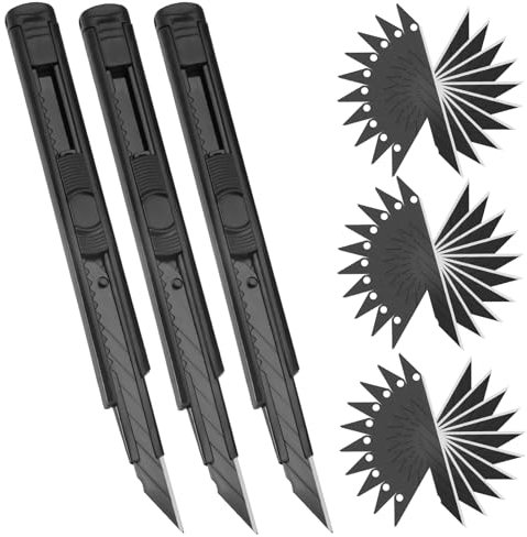 3 Pezzi Cutter Professionale 9 mm con 30 Pezzi di Lame Taglierino In Acciaio Inox a 30°,Retrattili Taglierino Wurth,Multifunzionali Taglierino Professionale per Carta,Plastica,Fogli di Alluminio,ecc.