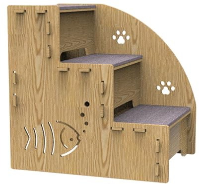 Dog Steps Wooden 3-step Dog Stairs Non Slip Pet Climbing Ladder Sofa Climbing Ladder Cat And Dog Steps Wooden Stairs, Pet Steps For Small Dogs, Kitten Wooden Stairs For High Sofa,Pet Ramps