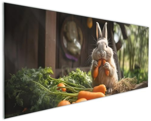 Wallario Küchenrückwand aus Glas 125 x 50 cm, Motiv: Karottenliebhaber | Spritzschutz abwischbar & pflegeleicht