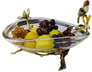 Cesta Fruta Plato de fruta de cristal de cristal, bandeja de dulces transparente simple y moderna, plato hondo moderno con patas creativas, pudín, bagatela, tazón for servir postre, plato, ensalada de