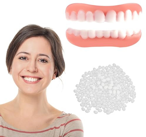 Care Spring 2 Paare Falsche Zähne Zum Aufstecken Oben Und Unten Sofortige Furniere Zähne, Snap on Zahnprothese Kosmetische Veneers Für Zähne Aufhellung, Zahnersatz Selber Machen Für Mann Und Frau