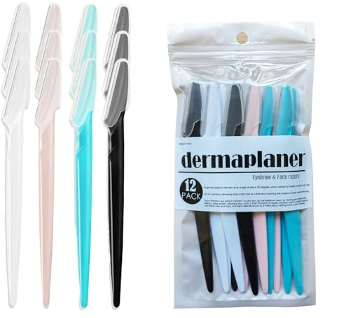WANGFXWA Dermaplane Razor For Women Men Eyebrow Razors Dermaplaning Tool For Face Shaver Home Hair Beauty blade Trimmer Microblades Peach Fuzz Remover micro dermabrasion facial tool 12pcs