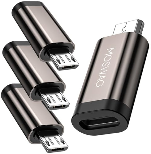 MOSWAG Micro Stecker auf USB C Buchse Adapter 4er-Pack | USB C auf Micro USB Adapter Für Samsung Galaxy S7 Edge,S6,Nexus 5,Nexus 6,Huawei,Xiaomi