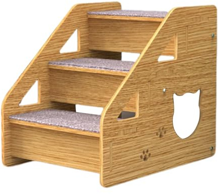 Hundetreppe für hohe Betten, Hunderampe für Bett, Treppe und Haustierrampe mit 3 Ebenen für mittelgroße und kleine Hunde, ältere Katzen – rutschfeste Hundetreppe für Haustiere