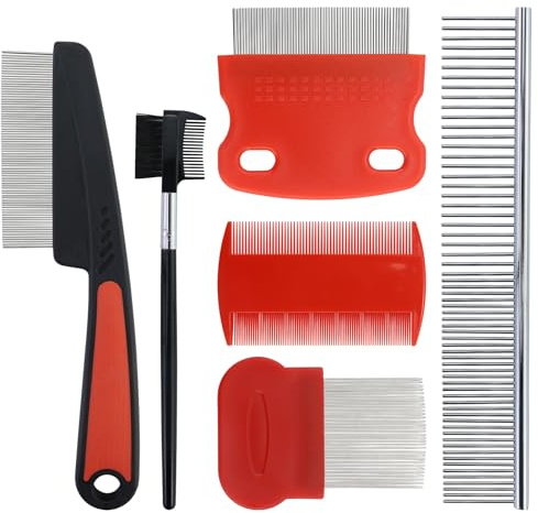 Lot de 6 peignes à double face pour enlever les taches et les larmes de chien - Peigne de toilettage multi-usages pour chats et chiens