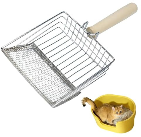 95sCloud-1 Katzenklo Katzenstreuschaufel Metall Katzenschaufel für Katzenklo Katzentoilette für Katzentoilette Cat Litter Streuschaufel Katzen Zubehör für Klo (Silver, 14x5.3x3)