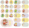 Lot de 120 pansements pour enfants, pansements mignons de dessin animé, rond de 2,3 cm, point adhésif, pansement en tissu flexible pour les petites plaies, boutons, vaccinations et ampoules (12