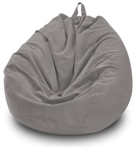 Sitzsack/Stuhlbezug, Kord, weich, Stofftiere, Aufbewahrung, Sitzsack, Sofabezug für Kinder, Erwachsene, Haustiere, Hunde, Katzen (hellgrau)