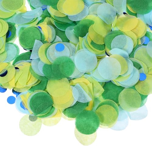 PATIKIL Runde Papierschnipsel Konfetti 1 Zoll Tischkonfetti Grün/Blau/Gelb | Kreis Punkte, für Hochzeit Geburtstagsfeier, Ballondekorationen, 1,76 Unzen