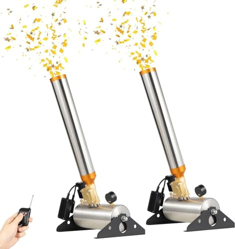 2 PCS Máquina de confeti, máquina de confeti de acero inoxidable profesional, control remoto, chorro de confeti electrónico, máquina lanzadora de confeti portátil para conciertos, fiestas,escenarios