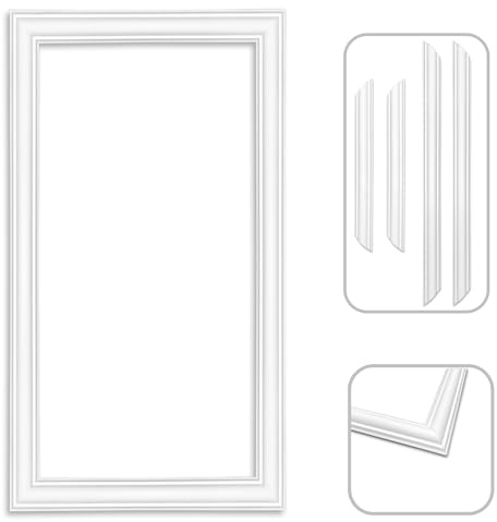 Deccart - Zierleisten Set - Wandrahmen- Sockelleisten weiß - Fußleisten aus Polystyrol - Sockelleiste - Fußleiste Moderner Abschluß - Wandleisten - Stuckleisten - Bodenleisten - 99x59 cm